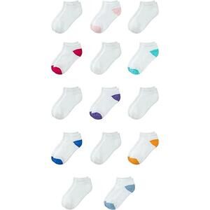 Amazon Essentials Unisex Kids' Cotton Low Cut Sock, 14 Pairs, White, Medium